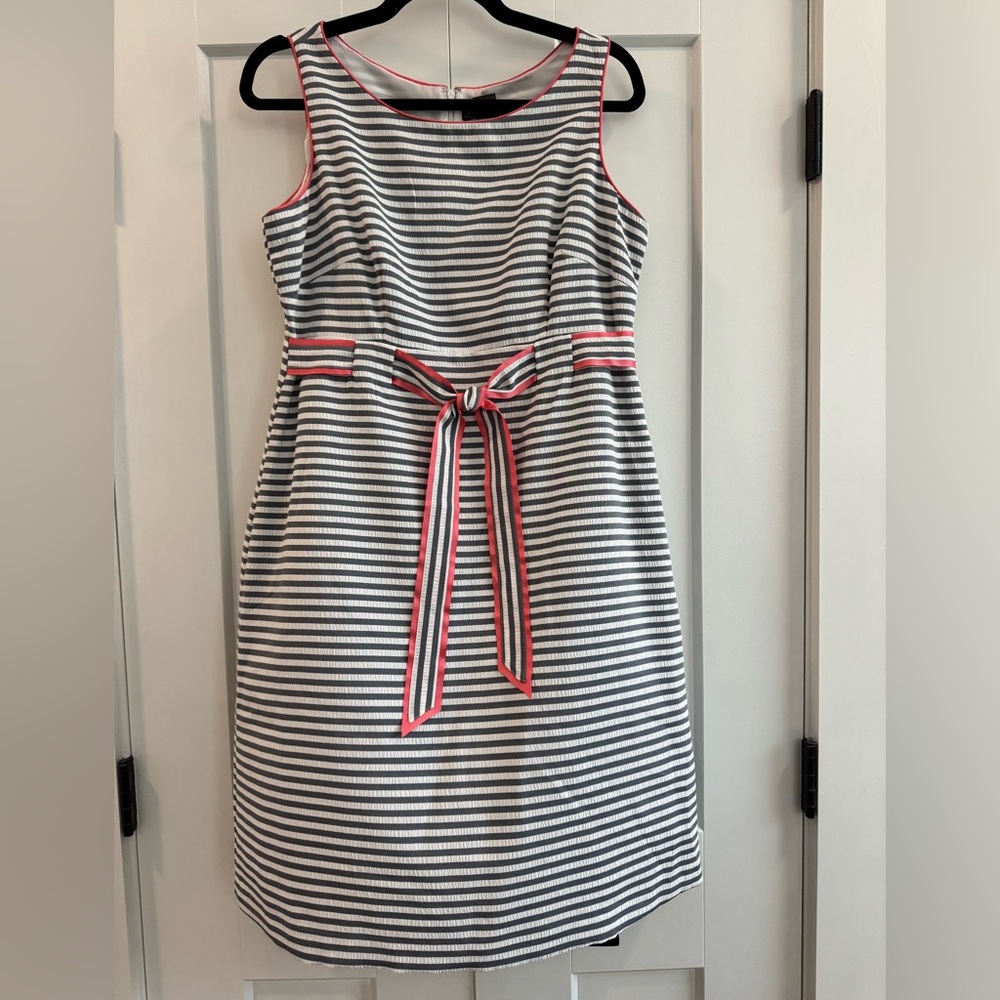 Striped Sleeveless Dress with Bow Accent